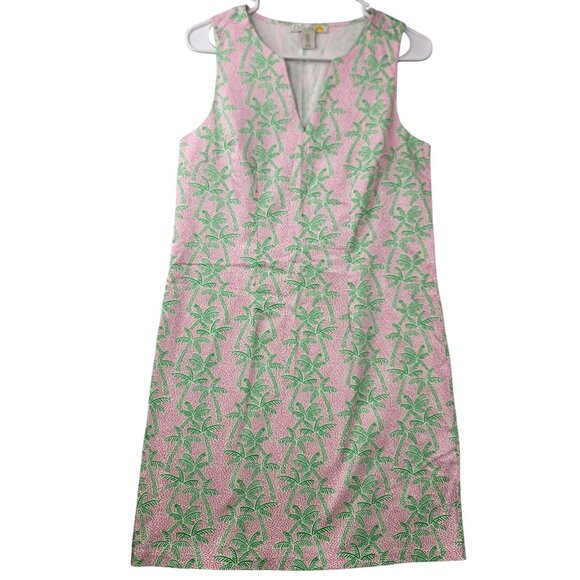 C & C California Womens Sleeveless Pink Green Palm Tree Print Shift Dress Size 4 - Picture 1 of 8